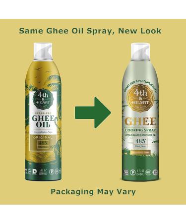 4th & Heart Ghee Oil Cooking Spray - Non-Stick, Keto-Friendly, 5 Oz - Grass-Fed, Avocado & Grapeseed Blend - Buy Online on GoSupps.com