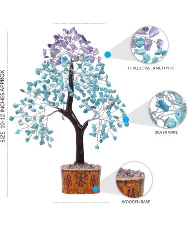 Turquoise & Amethyst Stone Tree - Spiritual Housewarming Gift for Women - Feng Shui Decor - Buy Online on GoSupps.com