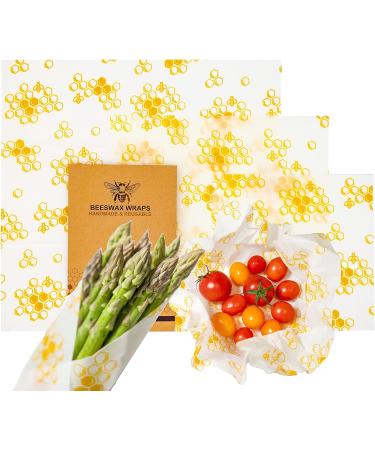 Reusable Beeswax Food Wrap 3-Pack - Eco-Friendly Biodegradable Sustainable Storage - Beeswax Paper Wraps in 3 Sizes (S M L) - Buy Online on GoSupps.com