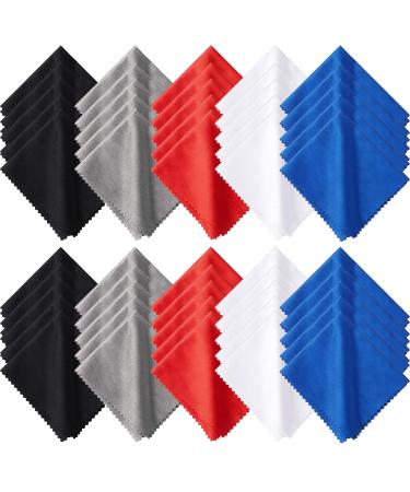 50 Pieces Microfiber Cleaning Cloths for Glasses 7 x 6 Inch Eyeglasses Cleaning Cloth Lens Glasses Cleaning Cloth for Electronics Glasses Screen Cell Phone and Laptop (Assorted Colors)