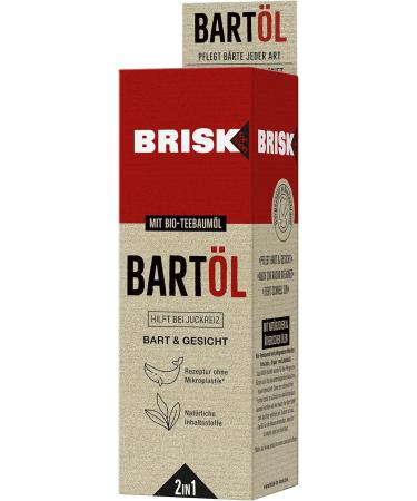 Brisk 2in1 Beard Oil for Men | Organic Tea Tree Oil | 50ml - Softens Beard & Nourishes Skin | Non-Greasy Facial Care & Shaving Solution - Buy Online on GoSupps.com