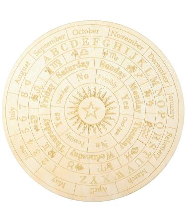 Star Pendulum Board Wooden Dowsing Board Divination Metaphysical Message Board for Witchcraft Wiccan Altar Supplies Kit Beginner Witchcraft Supply, Round Shape (5.9 Inch) 5.9 Inch (Pack of 1)