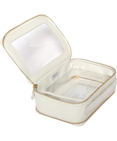 Zoox Clear Cosmetic Bag | Luxurious Jumbo 2-Layer Travel Bag with Viewing Window - Ivory Color - Buy Online on GoSupps.com