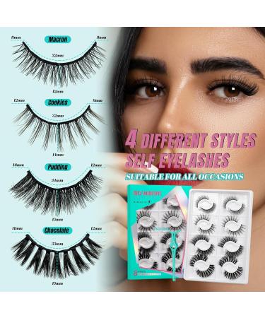Self Adhesive Eyelashes | No Glue Needed | 8 Pairs Reusable Waterproof Wispy Lash Clusters with Tweezer | AMZGlRL | 4 Styles (8-17mm - Buy Online on GoSupps.com