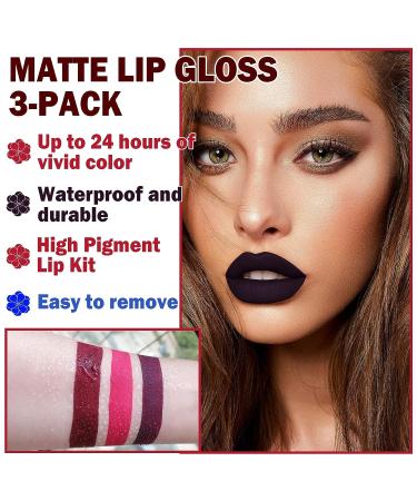 CAHIUYOA 3-Piece Dark Red Matte Liquid Lipstick Set | Long-Lasting, Smudge-Proof & Waterproof Lip Gloss | Labial Mate Larga Duraci n 24 - Set 05 - Buy Online on GoSupps.com