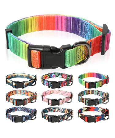 Heele dog collar dogs collar for puppies Small medium-sized large dogs patterned dog collars adjustable comfort robust dog collar rainbow XS XS (length 21.6-28cm width 1.5 cm) rainbow - Buy Online on GoSupps.com