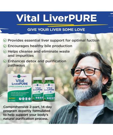 Vital Planet Vital Liver Pure Liver Cleanse Detox & Repair with Milk Thistle NAC Supplement N-Acetyl Cysteine Andrographis Dandelion Turmeric Alpha Lipoic Acid 2-Part 14-Day Kit 56 Capsules - Buy Online on GoSupps.com