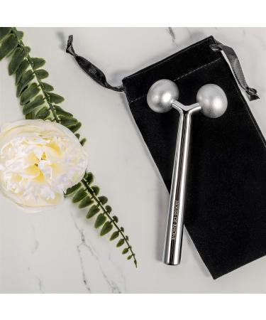 Facial Roller Massager - Cooling Metal for Contouring, Puffiness Reduction, Face Lift, Anti-Aging, and Skin Tightening - Botox Alternative for Wrinkle Reduction - With Gua Sha - Buy Online on GoSupps.com