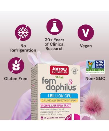 Jarrow Formulas Fem-Dophilus - 1 Billion Probiotics for Vaginal & Urinary Health, 30 Caps - Buy Online on GoSupps.com