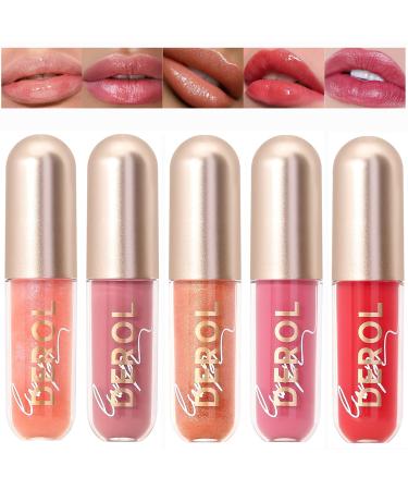 Sitovely 5 Colors Plumping Liquid Lipstick Set with Lip Plumper  Lip Enhancer  Plant Extracts Plumping Lip Gloss  Moisturizing Clear Lip Stain  Lip Tint  Lip Care
