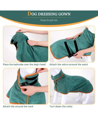 Buy Jostift Microfiber Dog Bathrobe - Extra Absorbent Fast Drying Dog Towel with Adjustable Straps for All Sizes - Perfect for Large & Small Dogs (Green) - International Shipping Available - Buy Online on GoSupps.com