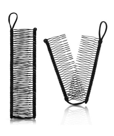 2 pieces of banana clips stretch hair comb no folds hair clips adjustable vintage clip ponytail holder banana hair clip tool for natural curly hair black