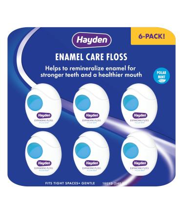 Hayden Enamel Care Dental Floss | for Sensitive Mouths | Helps Restore Enamel | Mint Flavor | 30 Yards per Unit (Pack of 6)