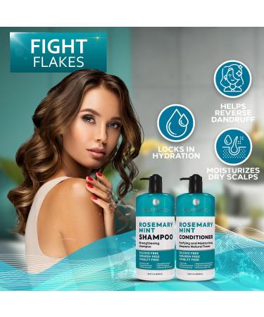 Rosemary Oil & Mint Shampoo & Conditioner Set - Sulfate Free Moisturizing for Men & Women - Treats Dry Scalp Flaky Skin & Dandruff - Thickening Hair Care - Buy Online on GoSupps.com