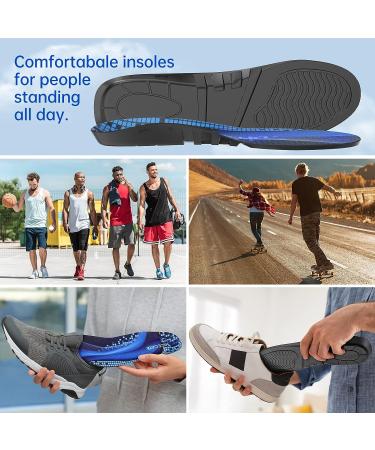 Memory Foam Insoles for Over 200 lbs Men, Women | Arch Support, Plantar Fasciitis Relief | Shock Absorbing Cushioning Shoe Inserts - Blue, Size 11 - Buy Online on GoSupps.com