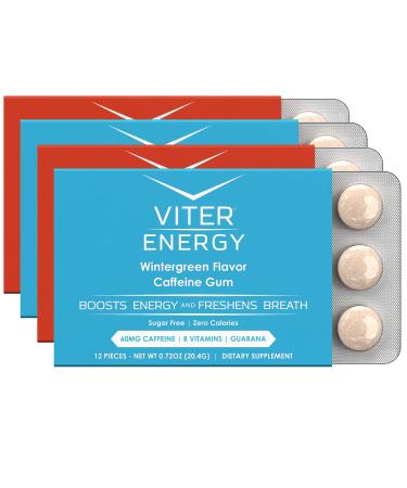Viter Energy Caffeinated Gum - 2 Flavor Variety Pack. 60mg Caffeine, B Vitamins, Guarana, Sugar Free Vegan Chewing Gum. Zero Calories. Performance Nootropic Chews for Powerful Energizing Focused Boost