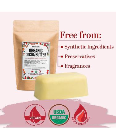 Organic Raw Unrefined Cocoa Butter 16 oz - USDA Certified | Food Grade for Lips, Stretch Marks, Scars, Body Lotion | Skin & Hair Moisturizer - Buy Online on GoSupps.com