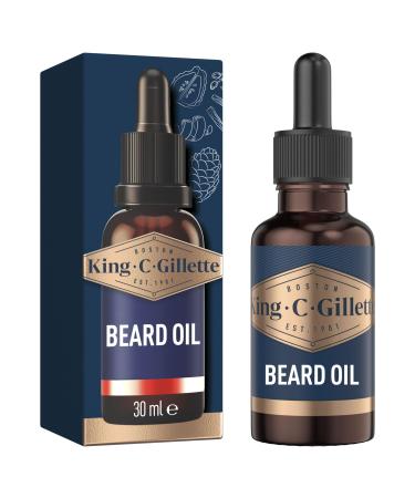 King C. Gillette Beard Oil for Men 30 ml with Plant Based Argan Oil Jojoba Oil Avocado Oil Macadamia Seed Oil & Almond Oil Softens Facial Hair