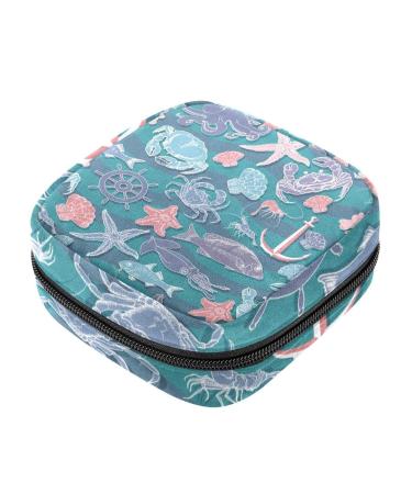 Women bands storage bag menstrual cup pocket girl travel big capacity make-up women bandage organizer crab helmet seesters octopus anchor pattern