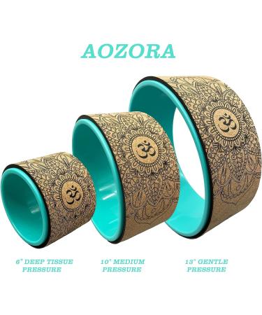 Aozora Yoga Wheel Set - 3 Pack 6, 10, 13 Cork/Turquoise with Detailed Book Guide for 30+ Poses - Perfect for Backbends and Stretching - Buy Online on GoSupps.com