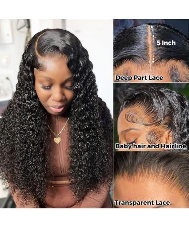 ALIPOP 5x5 HD Transparent Lace Front Wig 20 Inch Deep Wave Curly | 10A Brazilian Human Hair Wigs for Black Women | Pre Plucked with Baby Hair - Buy Online on GoSupps.com
