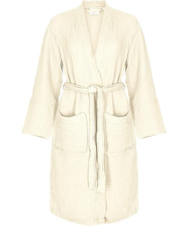 Sustainable Life Turkish Cotton Unisex Bathrobe | Soft, Absorbent, Garment Washed | S-M Natural - Buy Online on GoSupps.com