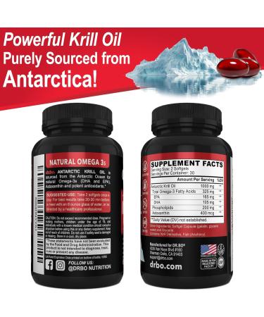 Krill Oil Omega 3 500mg - Antarctic Krill Oil 1000mg Softgels Capsules EPA DHA Astaxanthin Phospholipids - Omega 3 Fatty Acids Supplements Natural Pure Supplements for Women & Men - 60 Softgels - Buy Online on GoSupps.com