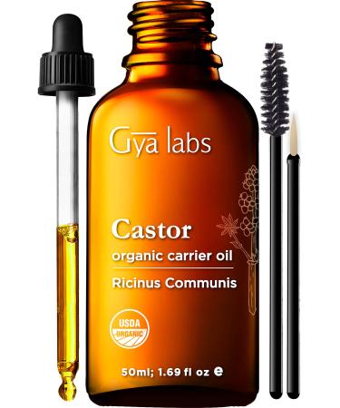 Gya Labs USDA Organic Castor Oil for Hair Growth, Eyelashes and Eyebrows (1.7 fl oz) - Volumizing and Nourishing Castor 1.7 Fl Oz (Pack of 1)
