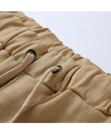 Huangse Men's XX-Large Casual Elastic Waist Cargo Pants in Khaki - Buy Online on GoSupps.com