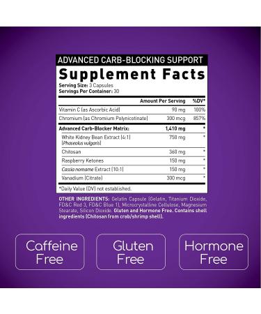 BioGenetic Labs Carb Blocker X7 - White Kidney Bean Cheat Pill for Keto - 90 Capsules for Weight Management in Women and Men - Buy Online on GoSupps.com