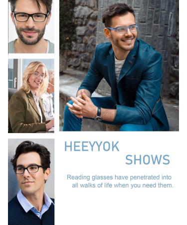 Heeyyok Men's Reading Glasses - 4 Pairs Rectangular +2.50 - Blue Gray Tortoise Black - Comfortable Spring Hinges - Buy Online on GoSupps.com