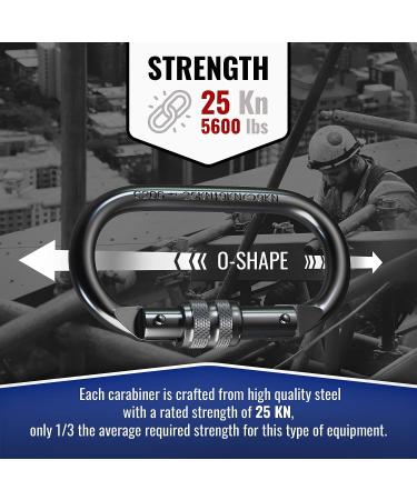 XTEK Climbing Carabiner Clip - UIAA Certified 25kN - Large Heavy Duty Steel Carabiners for Climbing, Hammocks & Camping - 2pc - Buy Online on GoSupps.com