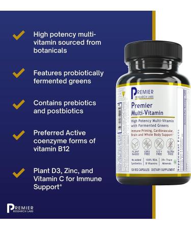 Premier Research Labs Multi-Vitamin - Immune, Brain, Cardio & Whole Body Support - 120 Plant Capsules - Buy Online on GoSupps.com