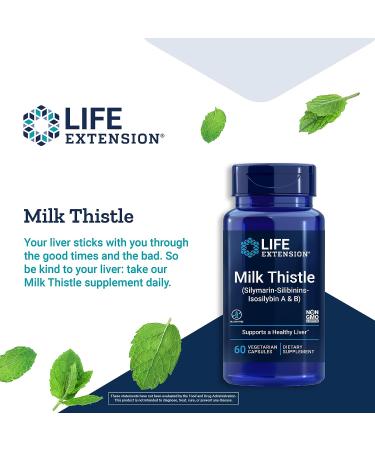 Life Extension Advanced Milk Thistle Supplement - Liver Health Support - Detox with Silymarin Silibinins - 60 Capsules - Buy Online on GoSupps.com