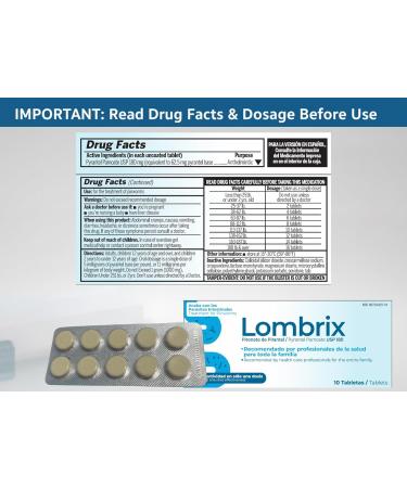 Lombrix Pinworm Medicine Pyrantel Pamoate 180mg Tablets Intestinal Balance Support for Adults and Entire Family One-Time Use Digestive Cleanse Non-Prescription Family Formula 10 Tablets - Buy Online on GoSupps.com
