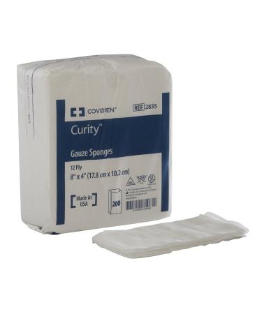 COVIDIEN 2835 Curity Gauze Sponge Non-Sterile 4 x 8 12-ply (Pack of 200)
