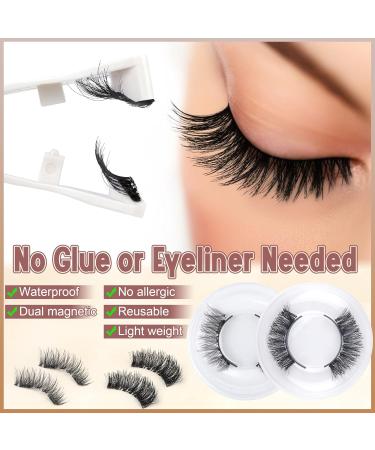 Buy WIWOSEO Reusable Magnetic Eyelashes - Dual Magnetic Lashes for a Natural Look | Glue-Free with Applicator | 2 Pairs B-15MM for Effortless Beauty - Buy Online on GoSupps.com