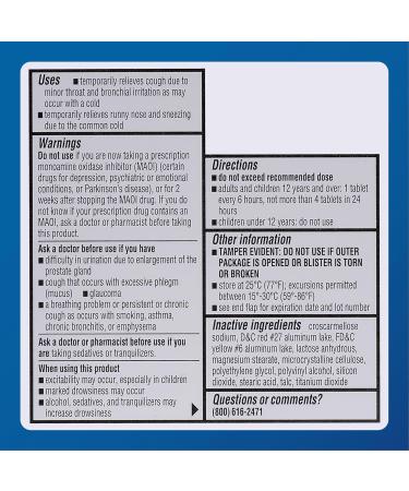 MAJOR Cough and Cold Medicine - Cough Suppressant for High Blood Pressure - 16 Tablets - Dextromethorphan HBr & Chlorpheniramine - International Shipping Available - Buy Online on GoSupps.com