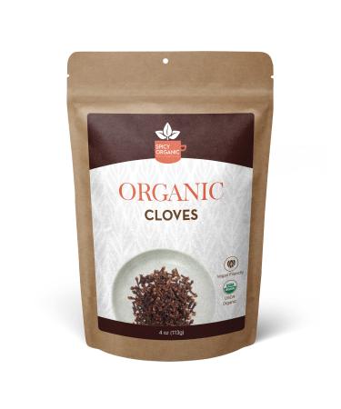 SPICY ORGANIC Cloves Whole - 100% Pure USDA Organic - Non-GMO, Keto Friendly, Non-Irradiated Fresh Clove Seed Spice - 4 OZ
