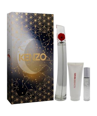 Kenzo Flower for Women - 3 Pc Gift Set 3.3oz EDP Spray (Refillable) 0.3oz EDP Spray (Refillable) 2.5oz Body Milk 6.1 Fl Oz (Pack of 1) - Buy Online on GoSupps.com