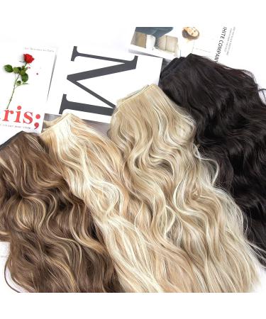 20 Curly Blonde Clip in Hair Extensions - 4Pcs Soft Synthetic Wavy Hair Pieces for Women - Dark Golden Mix Beige Blonde Color - Buy Online on GoSupps.com