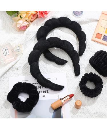 Cindeer 3 Pcs Spa Headband & Hair Scrunchies Set for Women - Wide Padded Headband for Makeup & Shower - Black - Buy Online on GoSupps.com