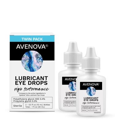 Avenova Lubricant Eye Drops - Instant Eye Relief from Dry Eye Symptoms, Contact Lens Intolerance, Two Pack of 15 mL Bottles