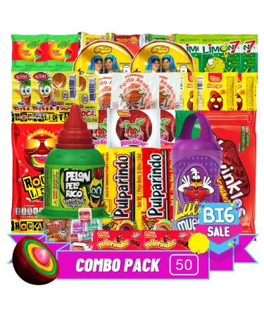 Las Posadas Mexican Candy Assortment (50 Counts) – Mexican Candies – Spicy, Sweet, Sour Dulces Mexicanos Assortment Pack – Authentic Mexican Snacks for Kids and Adults (La Guera 50)