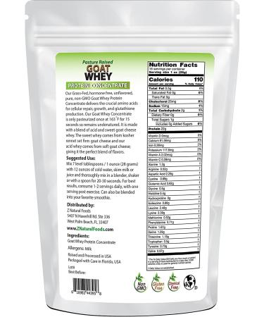 Z Natural Foods Goat Whey Protein Powder Concentrate - 1 lb - Unflavored & Undenatured - Buy Online on GoSupps.com