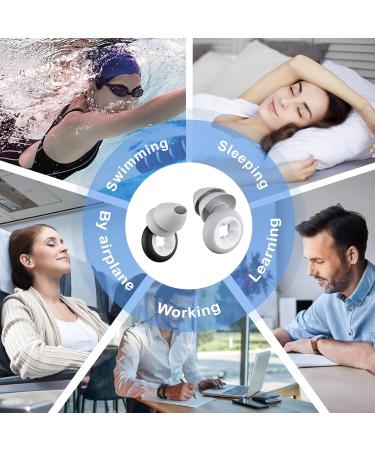 Yaumany Reusable Silicone Ear Plugs for Sleeping | 2 Pairs Hearing Protection | Snr 33db | Washable & Ideal for Snoring Swimming Aircraft - Black & Gray - Buy Online on GoSupps.com