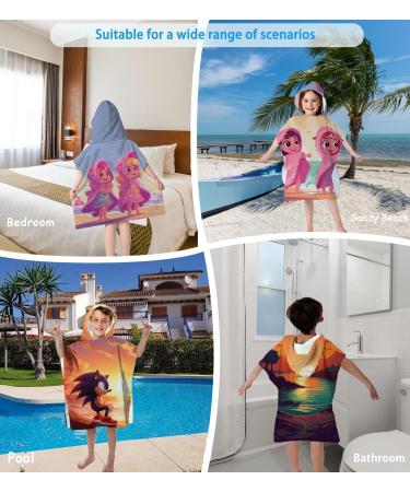 Children's Hooded Bathing Poncho | Soft Microfiber Towel for Ages 5-10 | Quick-Dry Bath Towel in Green 76x76 cm - Buy Online on GoSupps.com