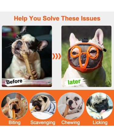 Jyhy Adjustable Muzzle for Flat-Nosed Dogs & Cats | Breathable Design for Bulldogs Pugs & More - Orange (28-43cm) - Buy Online on GoSupps.com