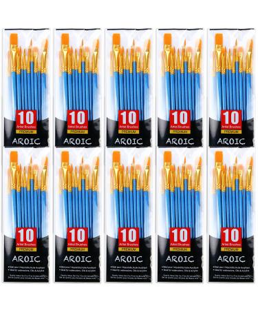 Painting Brush Set 10 Packs /100 Pieces Nylon Brush Head Suitable for Oil and Watercolor Perfect Suit of Art Painting Best Gift for Painting Enthusiasts. C-100P