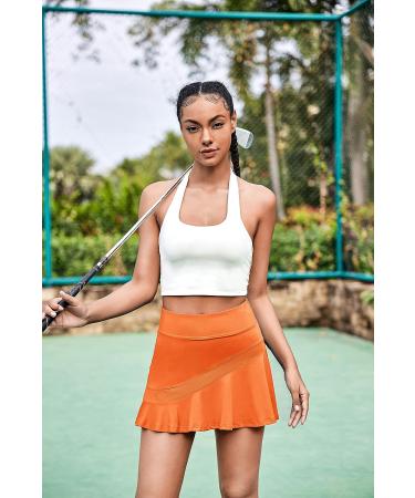 Ekouaer Women's Lightweight Athletic Golf Skort with Pockets - Orange, Small - Buy Online on GoSupps.com